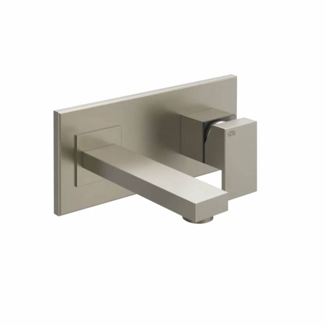 Gessi Rettangolo Rubinetto a Parete Lavabo 44834+44697-Finox Brushed Nickel