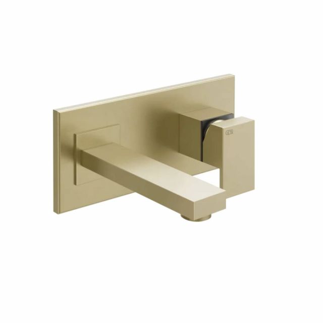 Gessi Rettangolo Rubinetto a Parete Lavabo 44834+44697-Brass Brushed PVD