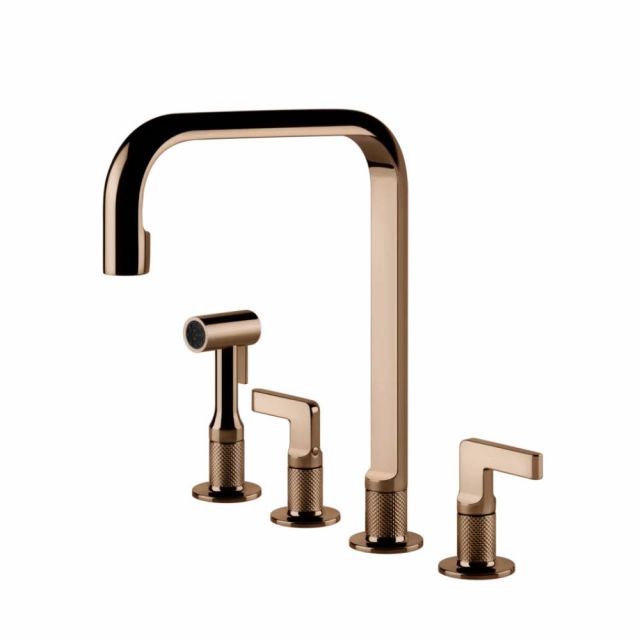 Gessi Inciso Cucina Miscelatore quattro fori lavello 58703-Copper PVD