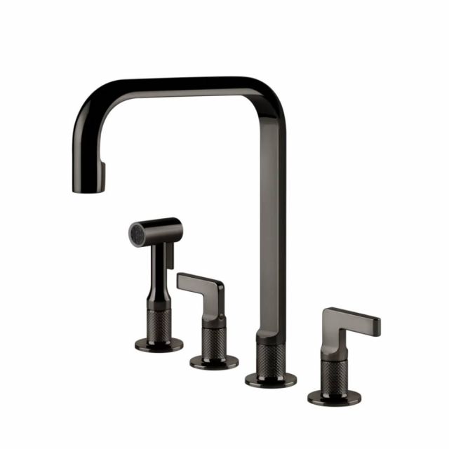 Gessi Inciso Cucina Miscelatore quattro fori lavello 58703-Black Metal PVD