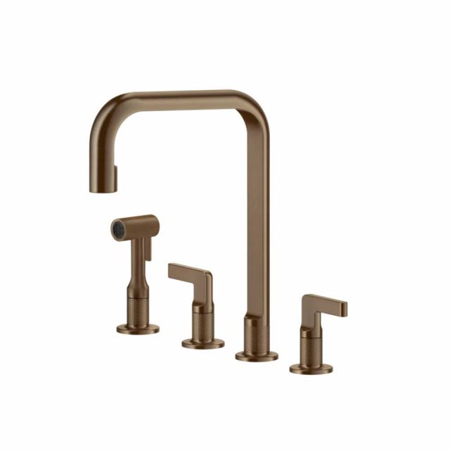 Gessi Inciso Cucina Miscelatore quattro fori lavello 58703-Copper Brushed PVD