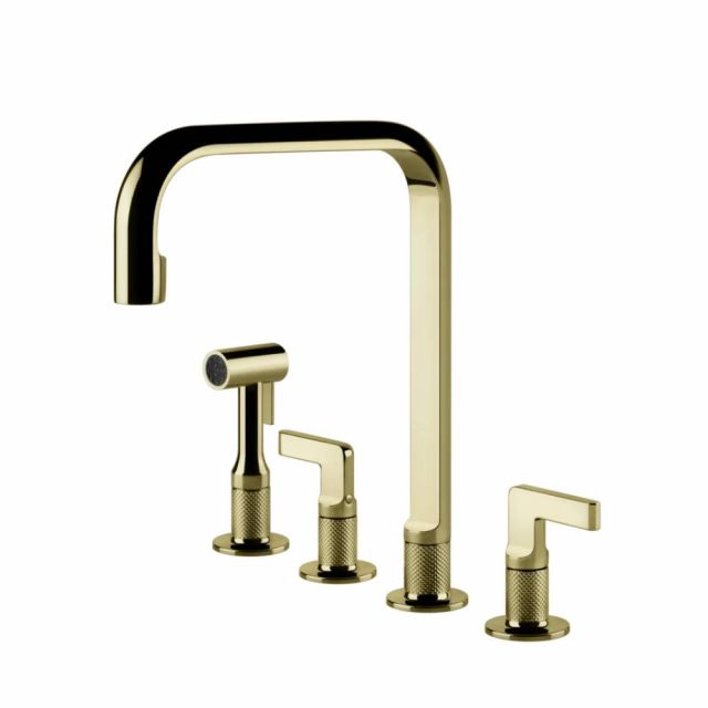 Gessi Inciso Cucina Miscelatore quattro fori lavello 58703-Brass PVD