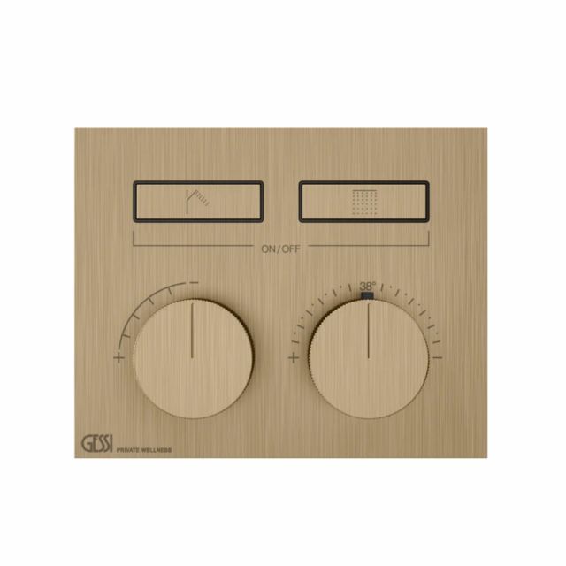 Gessi Hi-Fi Compact Miscelatore Termostatico + Parte ad Incasso 63004+63001-Warm Bronze Brushed PVD