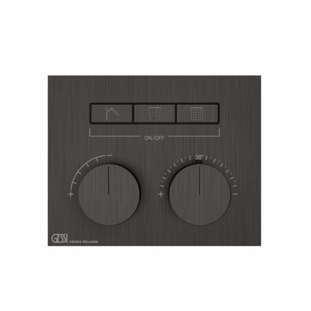 Gessi Hi-Fi Compact Miscelatore Termostatico + Parte ad Incasso 63006+63001-Black Metal Brushed PVD