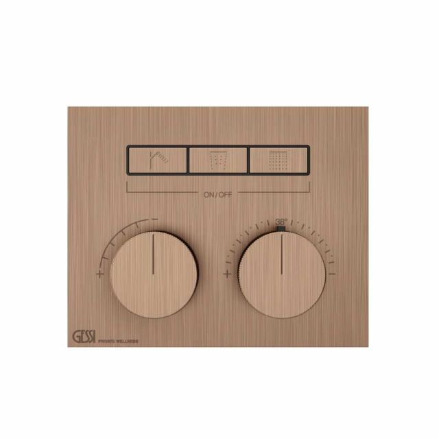 Gessi Hi-Fi Compact Miscelatore Termostatico + Parte ad Incasso 63006+63001-Copper Brushed PVD