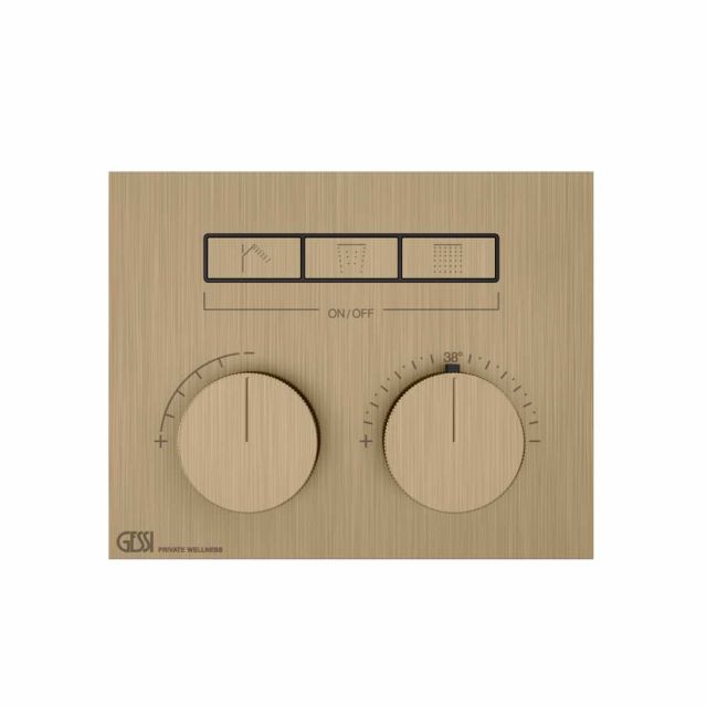 Gessi Hi-Fi Compact Miscelatore Termostatico + Parte ad Incasso 63006+63001-Warm Bronze Brushed PVD