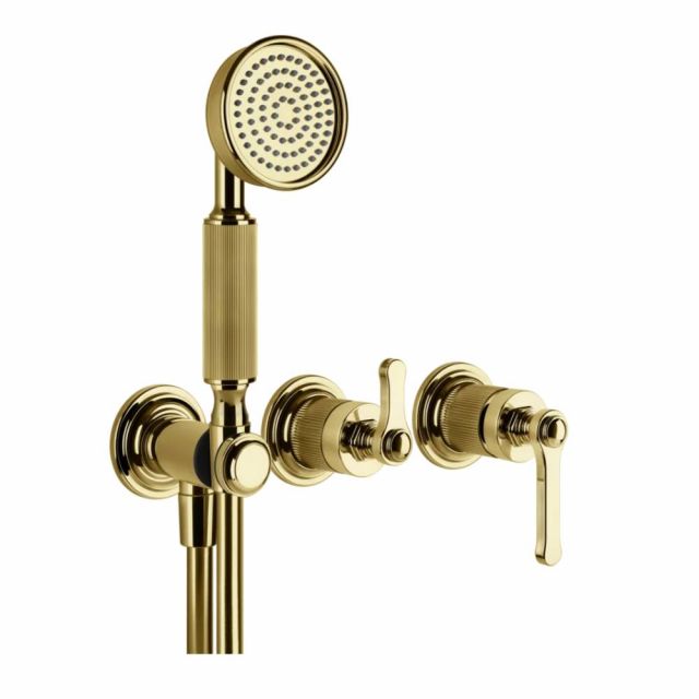 Gessi Venti20 Gruppo a Parete Doccia 65036+54139-Gold PVD