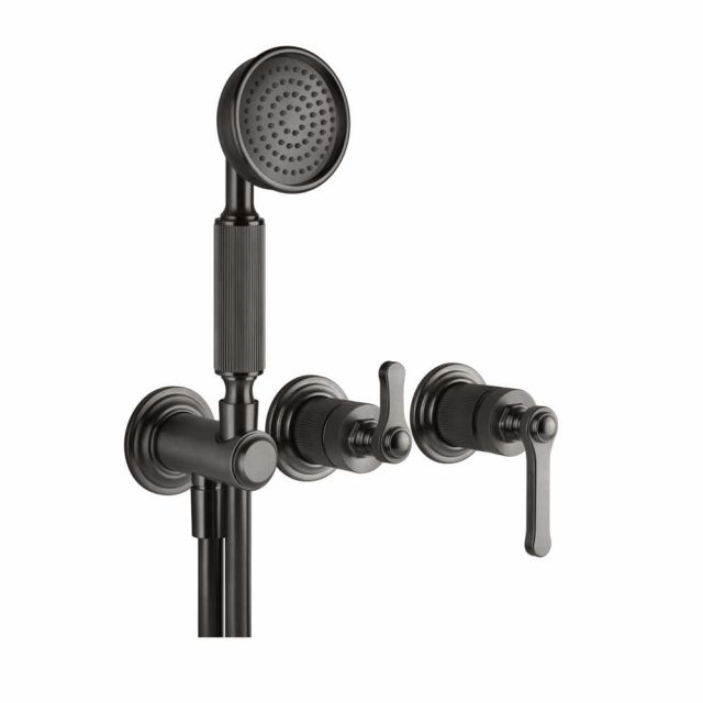 Gessi Venti20 Gruppo a Parete Doccia 65036+54139-Black Metal Brushed PVD