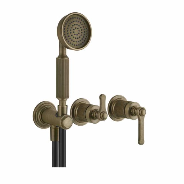 Gessi Venti20 Gruppo a Parete Doccia 65036+54139-Antique Brass