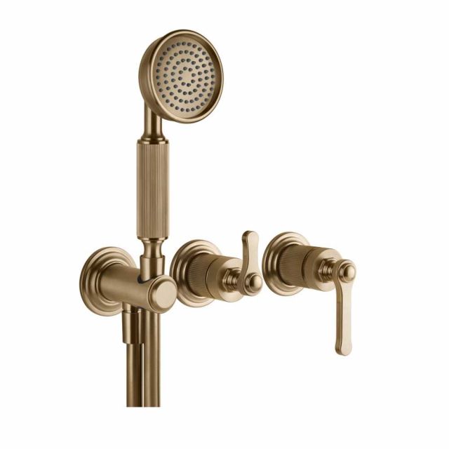 Gessi Venti20 Gruppo a Parete Doccia 65036+54139-Warm Bronze Brushed PVD