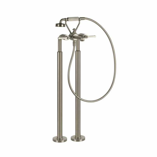 Gessi Venti20 Gruppo Vasca a Pavimento 65128+65099-Finox Brushed Nickel