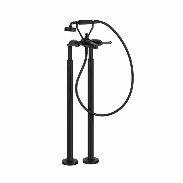 Gessi Venti20 Gruppo Vasca a Pavimento 65128+65099-Matte Black