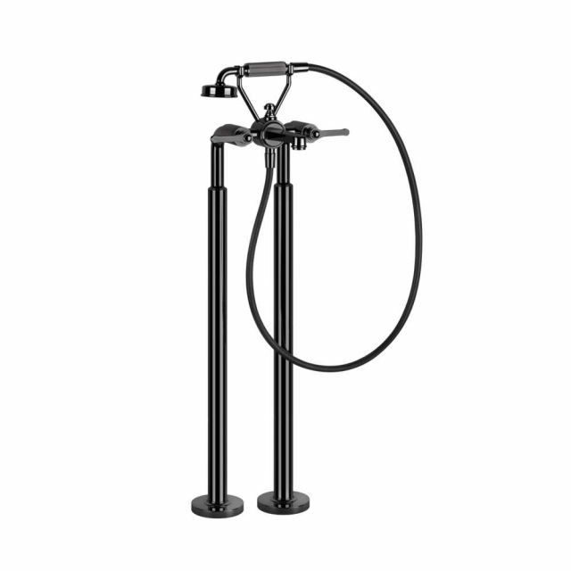 Gessi Venti20 Gruppo Vasca a Pavimento 65128+65099-Black Metal PVD