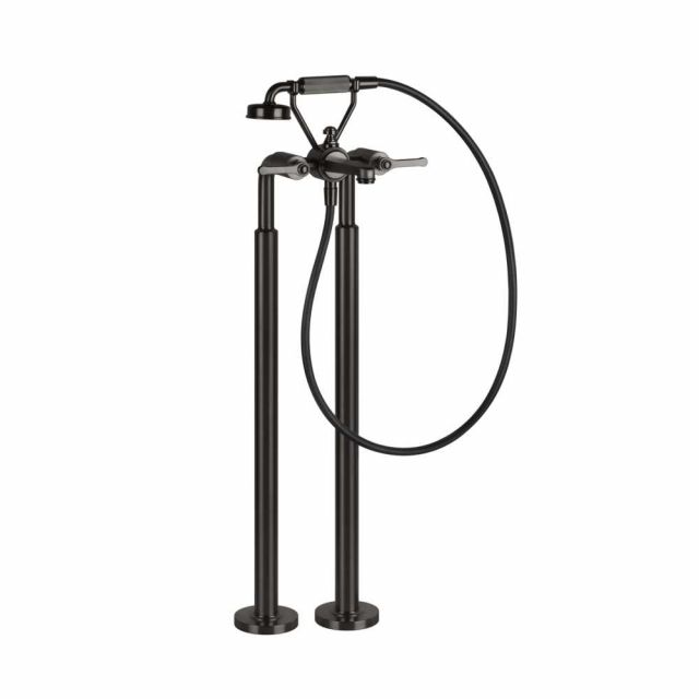 Gessi Venti20 Gruppo Vasca a Pavimento 65128+65099-Black Metal Brushed PVD