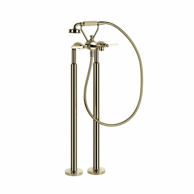 Gessi Venti20 Gruppo Vasca a Pavimento 65128+65099-Brass PVD
