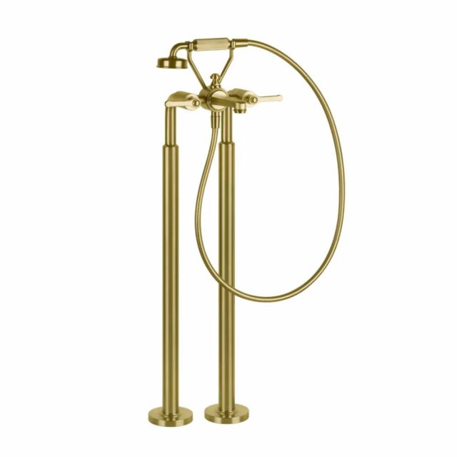 Gessi Venti20 Gruppo Vasca a Pavimento 65128+65099-Gold Brushed PVD