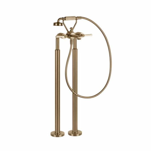 Gessi Venti20 Gruppo Vasca a Pavimento 65128+65099-Warm Bronze Brushed PVD