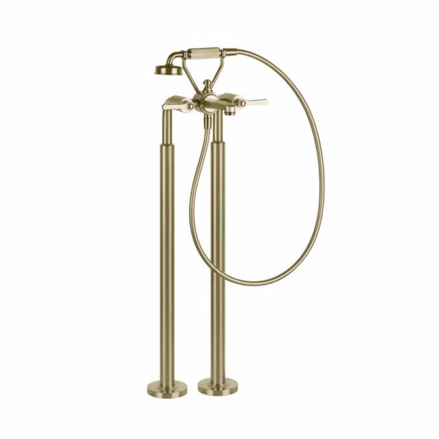 Gessi Venti20 Gruppo Vasca a Pavimento 65128+65099-Brass Brushed PVD