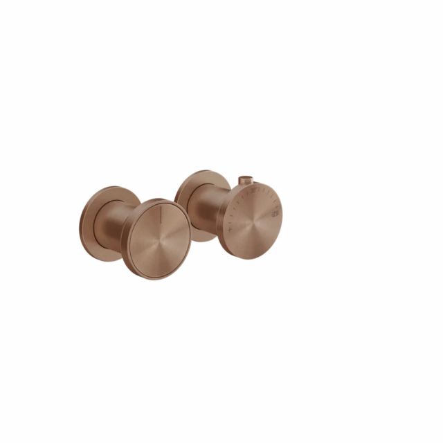 Gessi Origini Miscelatore Termostatico Doccia + Parte ad Incasso 54169+66132-Copper Brushed PVD