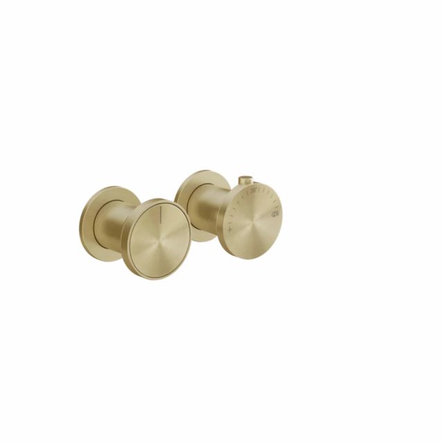 Gessi Origini Miscelatore Termostatico Doccia + Parte ad Incasso 54169+66136-Brushed Brass PVD
