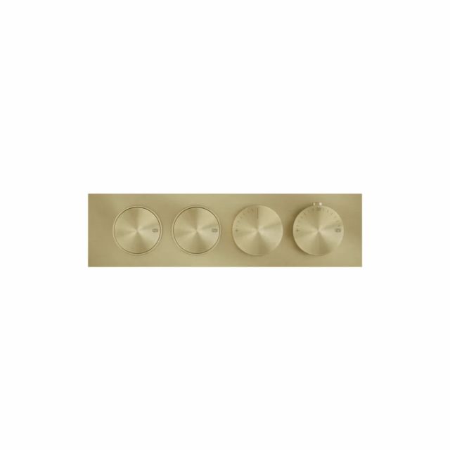 Gessi Origini Miscelatore Termostatico Doccia + Parte ad Incasso 63011+66222-Brushed Brass PVD