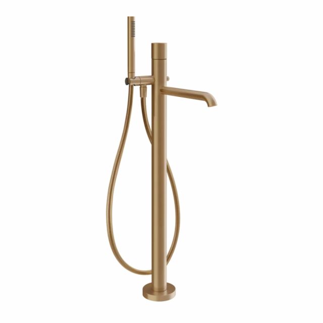 Gessi Habito Unito Miscelatore vasca da terra 70028+46189-Warm Bronze Brushed PVD