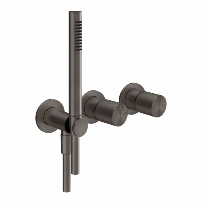 Gessi Habito Unito Miscelatore doccia a due vie 70038+54139-Black Metal Brushed PVD