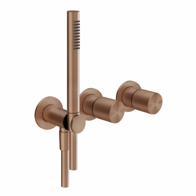 Gessi Habito Unito Miscelatore doccia a due vie 70038+54139-Copper Brushed PVD