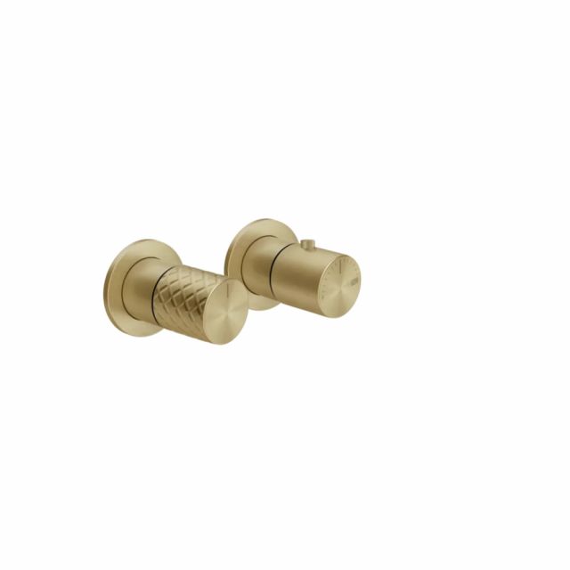Gessi Habito Intreccio Miscelatore doccia termostatico 70132+54169-Brass Brushed PVD