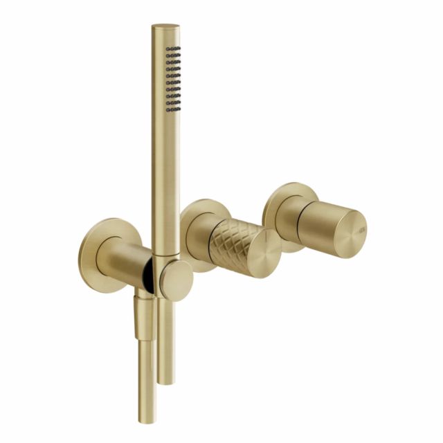 Gessi Habito Intreccio Miscelatore doccia a 2 vie 70138+54139-Brass Brushed PVD