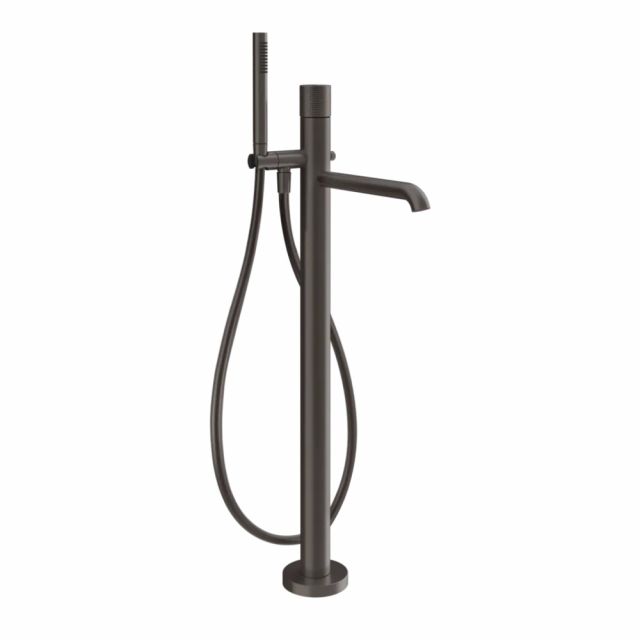 Gessi Habito Cesello Miscelatore vasca da terra 70428+46189-Black Metal Brushed PVD