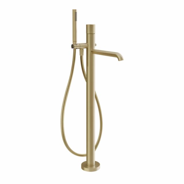 Gessi Habito Cesello Miscelatore vasca da terra 70428+46189-Brass Brushed PVD