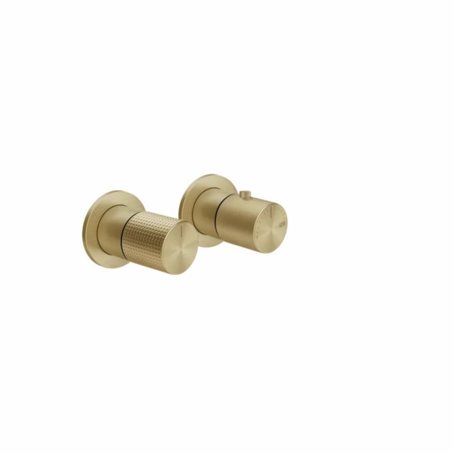 Gessi Habito Cesello Miscelatore doccia termostatico a 2 vie 70434+54169-Brass Brushed PVD
