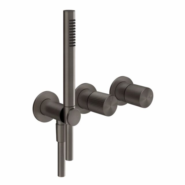 Gessi Habito Cesello Miscelatore doccia a 2 vie 70438+54139-Black Metal Brushed PVD