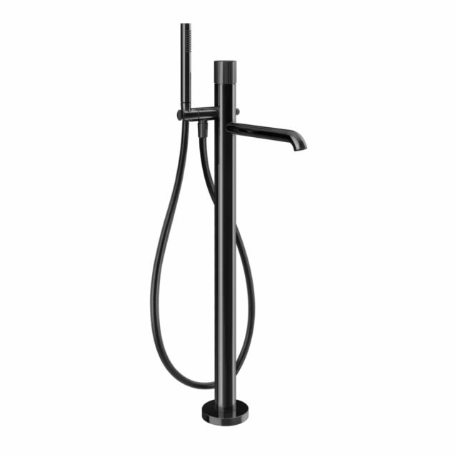 Gessi Habito Rigato Miscelatore vasca da terra 70528+46189-Black Metal PVD