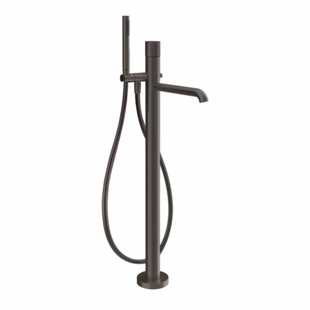 Gessi Habito Rigato Miscelatore vasca da terra 70528+46189-Black Metal Brushed PVD