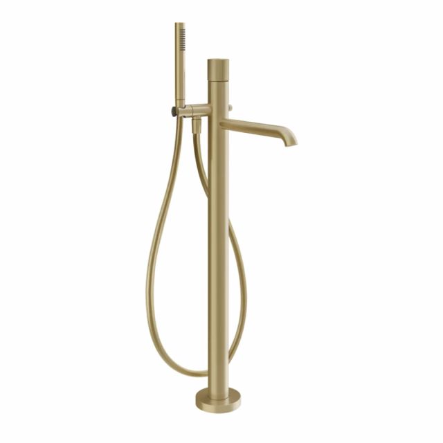 Gessi Habito Rigato Miscelatore vasca da terra 70528+46189-Brass Brushed PVD