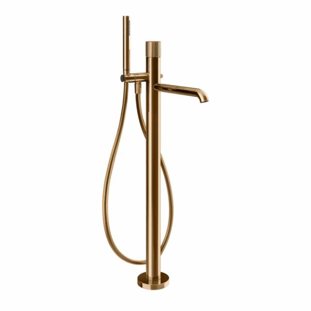 Gessi Habito Rigato Miscelatore vasca da terra 70528+46189-Warm Bronze PVD