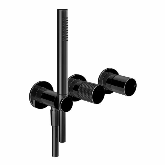Gessi Habito Rigato Miscelatore doccia a 2 vie 70538+54139-Black Metal PVD