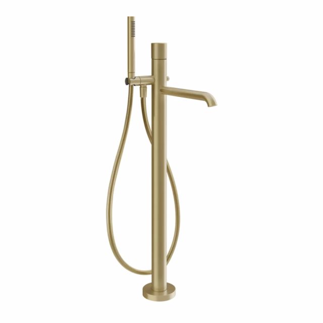 Gessi Habito Diamantato Miscelatore vasca da terra 70628+46189-Brass Brushed PVD