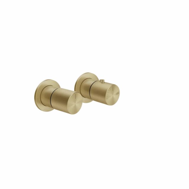 Gessi Habito Diamantato Miscelatore doccia termostatico a 2 vie 70634+54169-Brass Brushed PVD