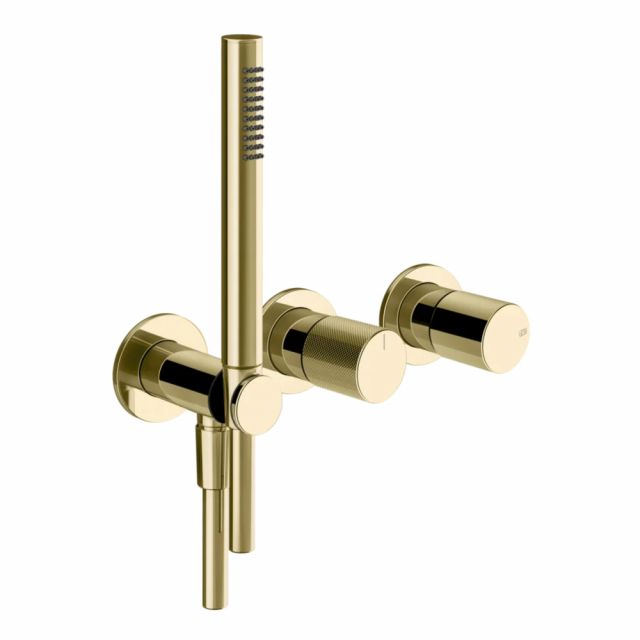 Gessi Habito Diamantato Miscelatore doccia a 2 vie 70638+54139-Brass PVD