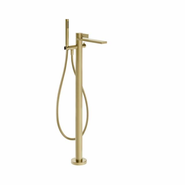 Gessi Inverso Rigato Miscelatore vasca da terra 73528+46189-Brushed Brass PVD