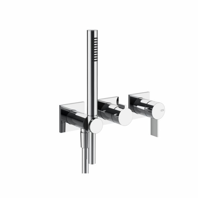 Gessi Inverso Rigato Miscelatore doccia a parete 73536+54139-Cromo