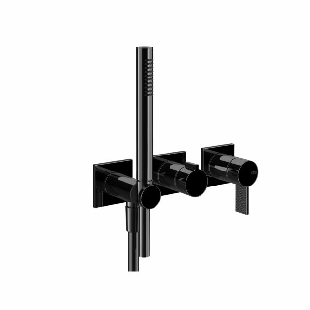 Gessi Inverso Diamantato Miscelatore doccia a parete 73636+54139-Black Metal PVD