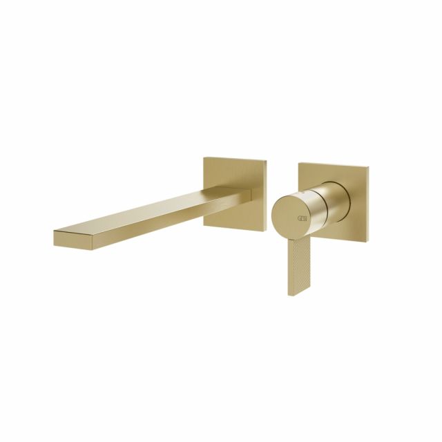 Gessi Inverso Diamantato Miscelatore lavabo a parete 73688+63397-Brushed Brass PVD
