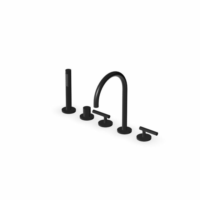 Zucchetti Pan S batteria bordo vasca a 5 fori ZPA5514-Brushed Total Black PVD